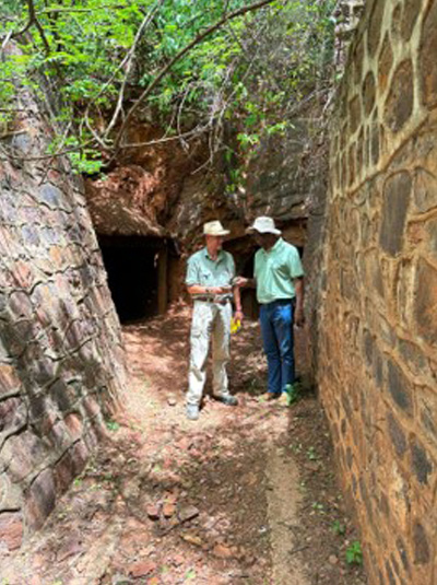 Team members analysing rock samples